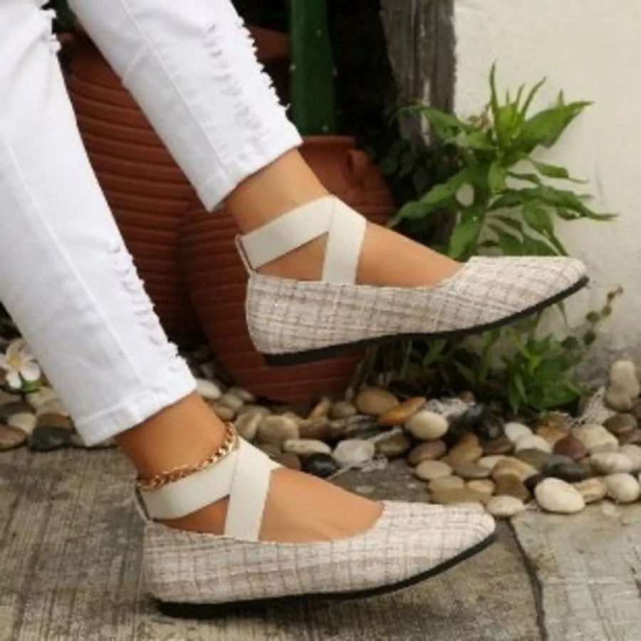 Point Toe Slip-Ons Beige / 36 Apparel and Accessories