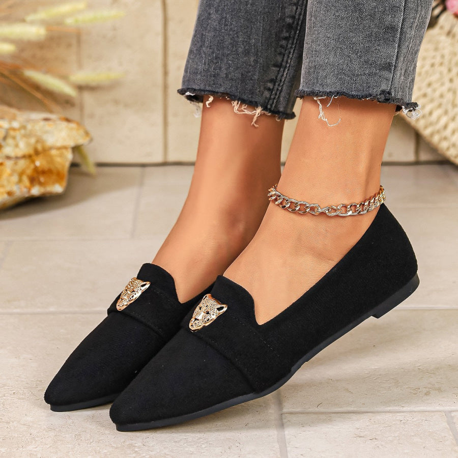 Point Toe Slip-Ons Black / 35 Apparel and Accessories