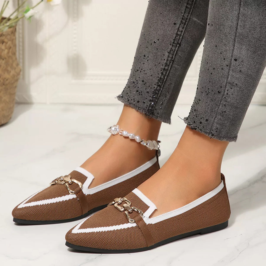 Point Toe Slip-Ons Brown / 36 Apparel and Accessories