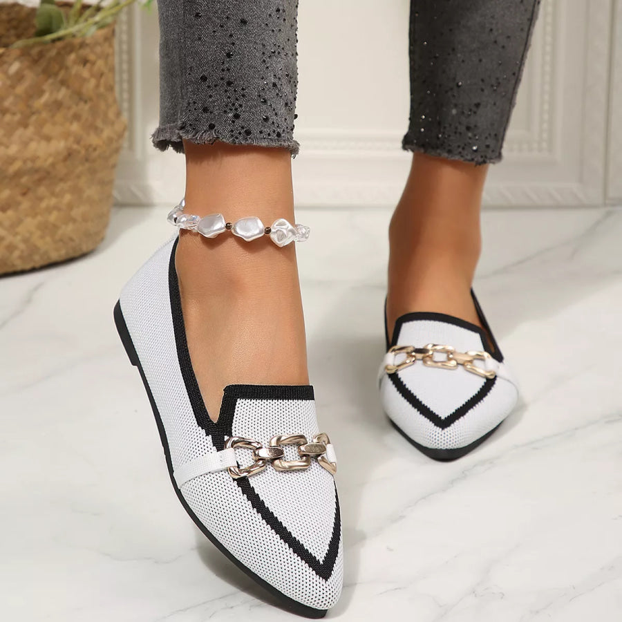 Point Toe Slip-Ons White / 36 Apparel and Accessories