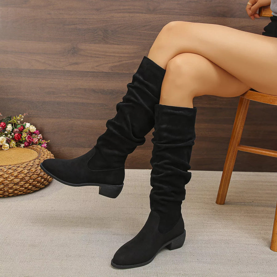 Point Toe Slouchy Boots Black / 36 Apparel and Accessories