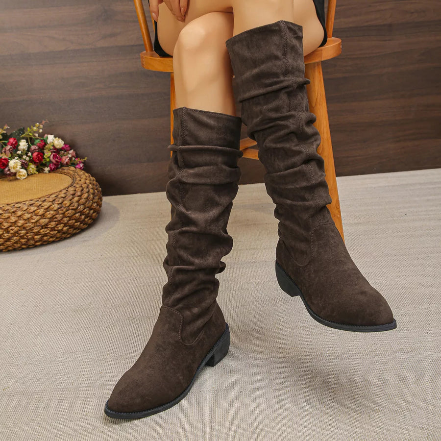 Point Toe Slouchy Boots Brown / 36 Apparel and Accessories