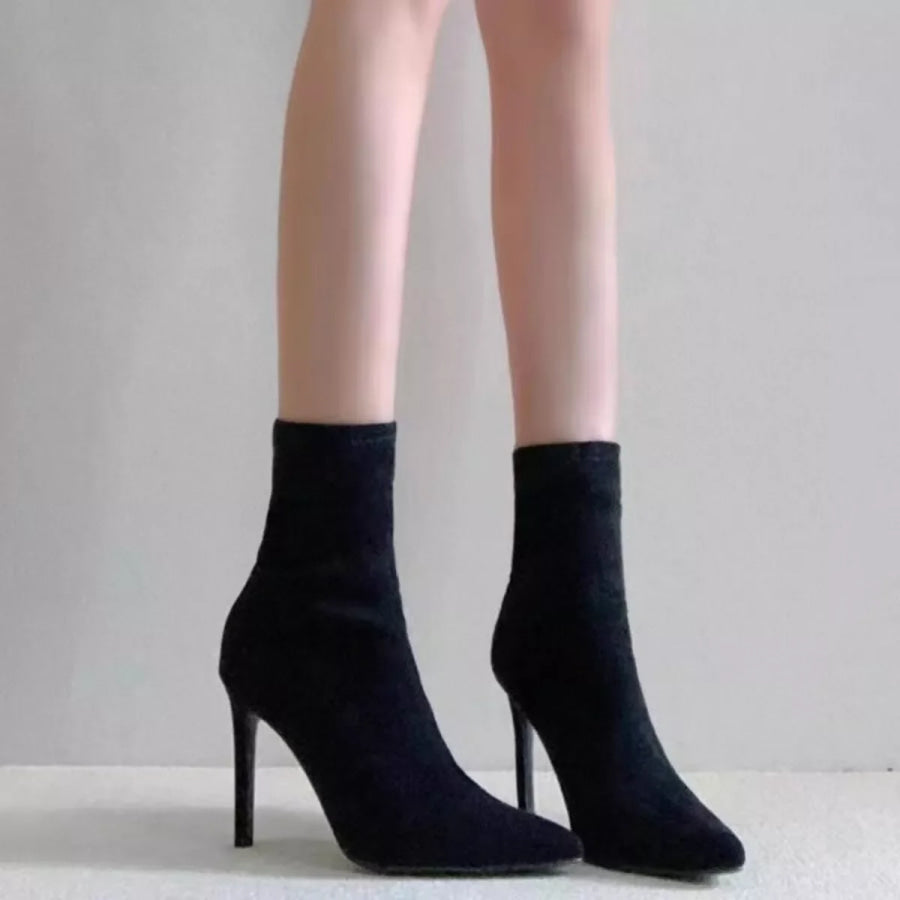 Point Toe Stiletto Boots BLACK / 35 Apparel and Accessories