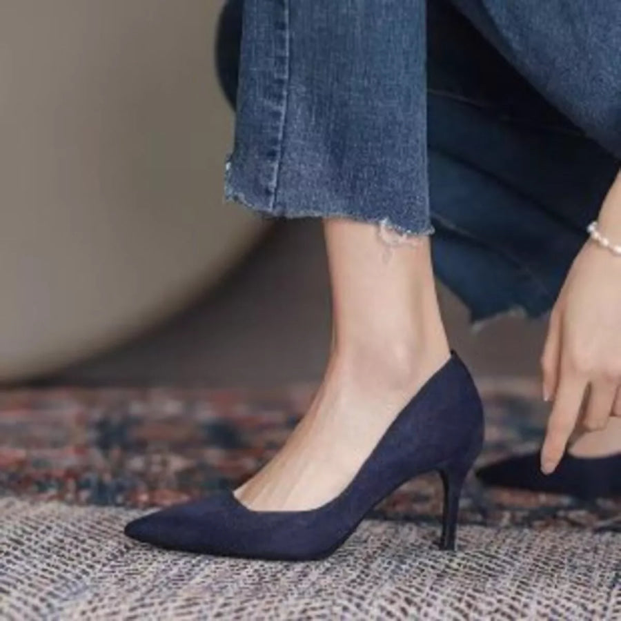 Point Toe Stiletto Pumps Sapphire Blue / 36 Apparel and Accessories