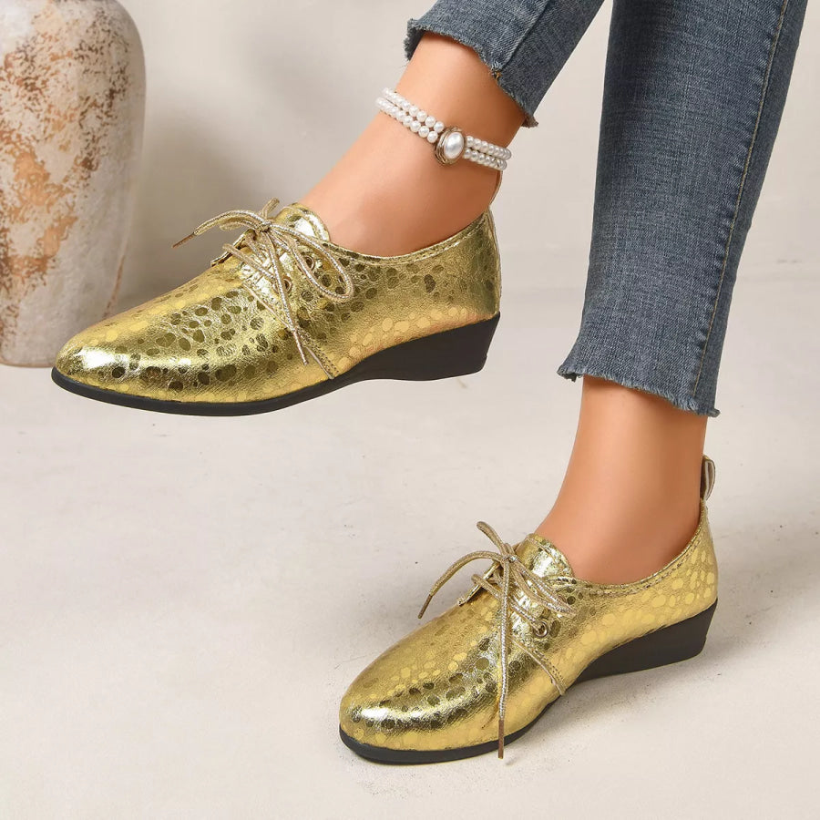Point Toe Wedge Loafers Golden / 36 Apparel and Accessories