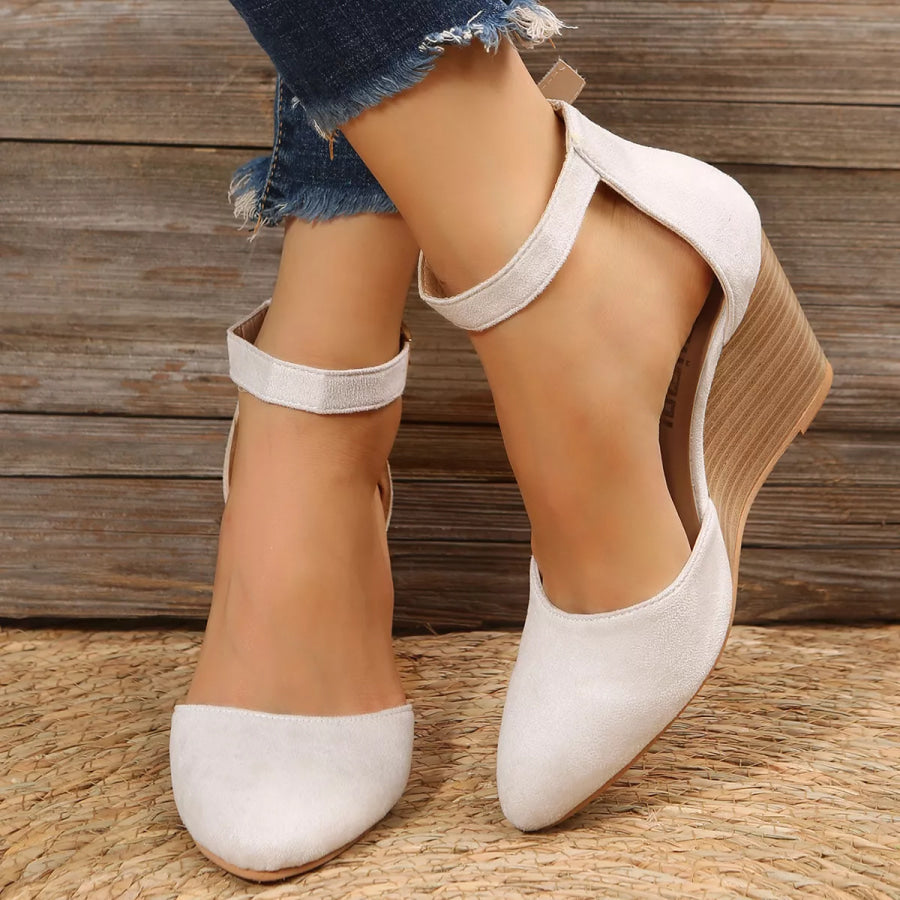 Point Toe Wedge Sandals Beige / 35 Apparel and Accessories