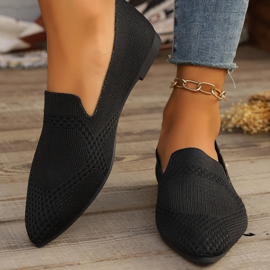 Pointed-Toe Slip-Ons Black / 36 Apparel and Accessories