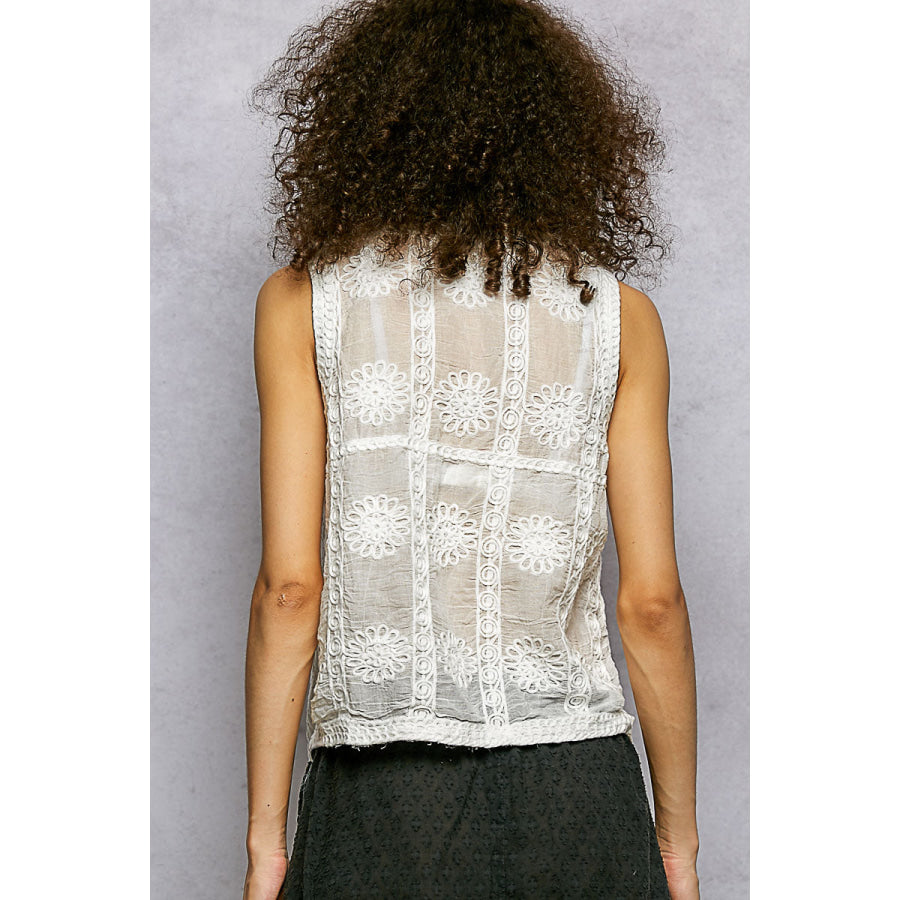 POL Button Down V-Neck Sweater Vest OFF WHITE / One Size Apparel and Accessories
