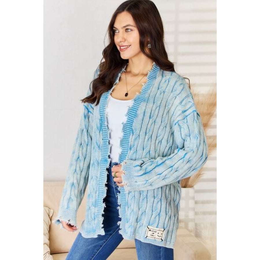 POL Cable-Knit Open Front Sweater Cardigan Apparel and Accessories