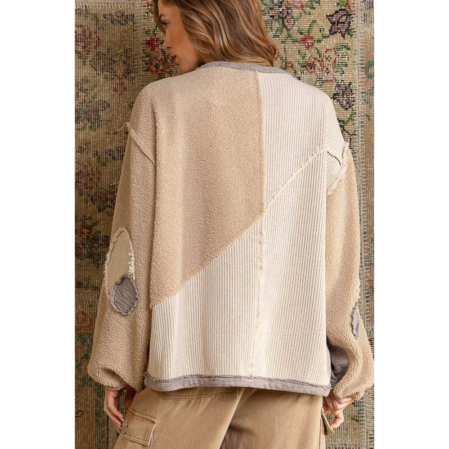 POL Color Block Half Zip Dropped Shoulder Sweatshirt Apparel and Accessories