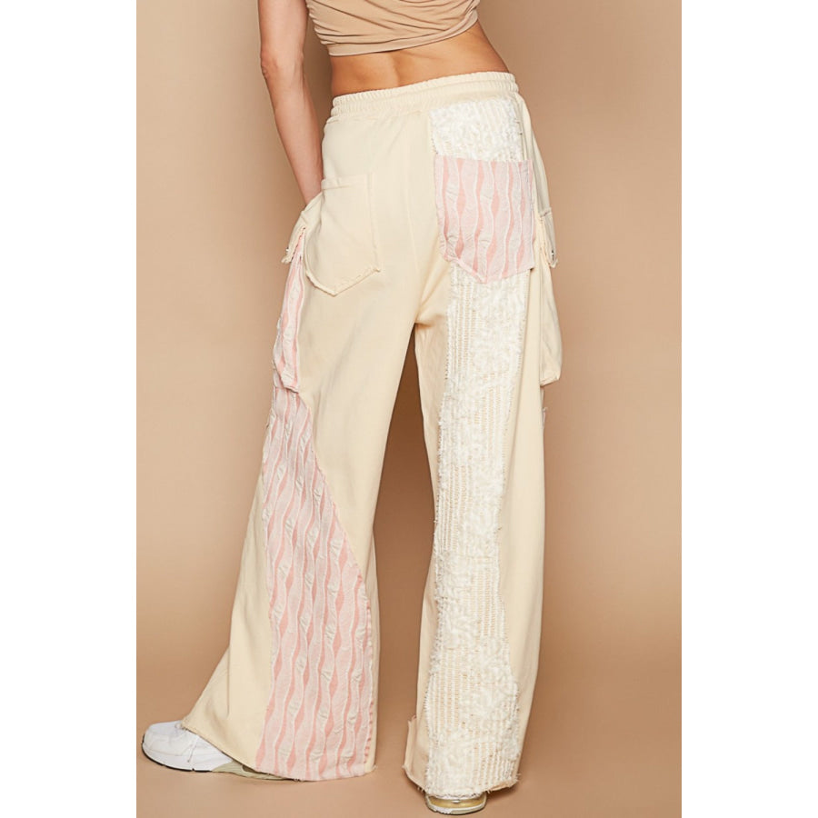 POL Crochet Contrast Drawstring Wide Leg Pants Apparel and Accessories