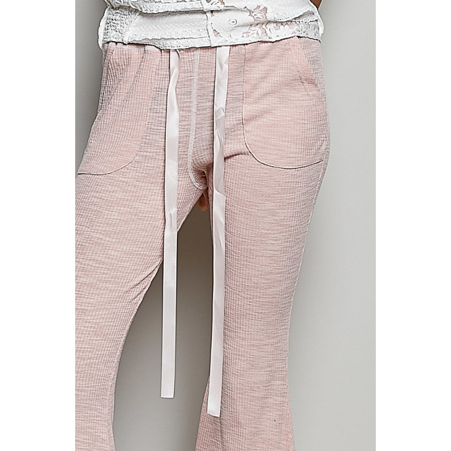 POL Drawstring Textured Ribbed Knit Pants Apparel and Accessories