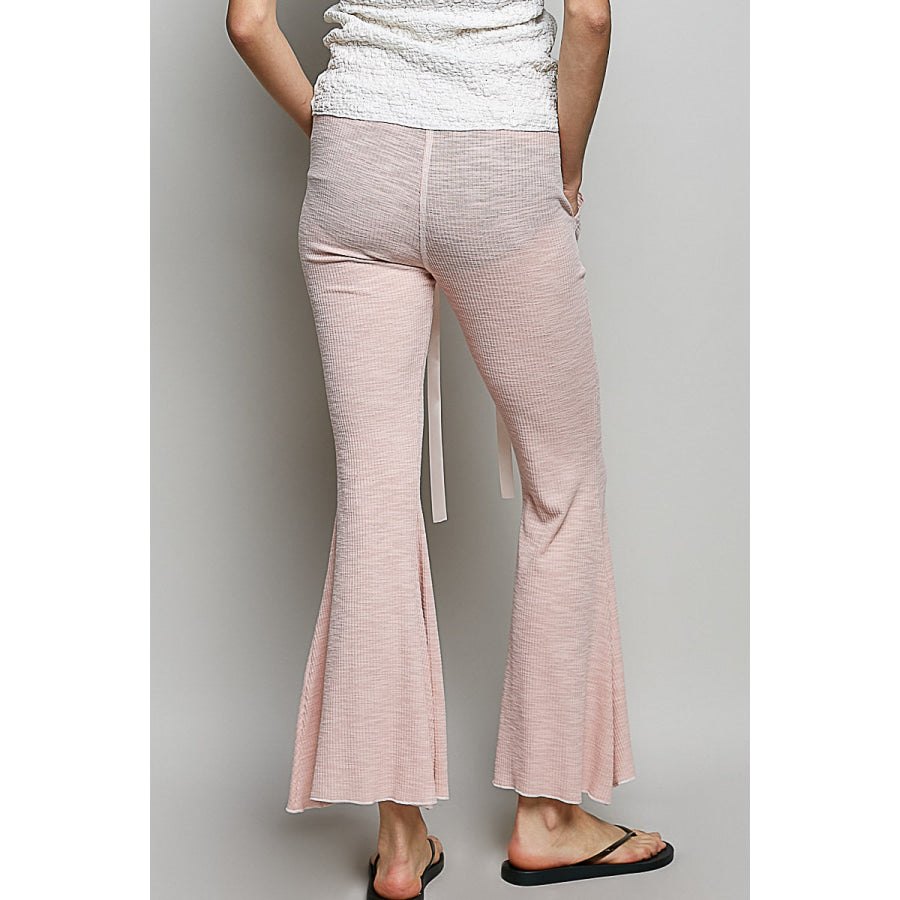 POL Drawstring Textured Ribbed Knit Pants Apparel and Accessories