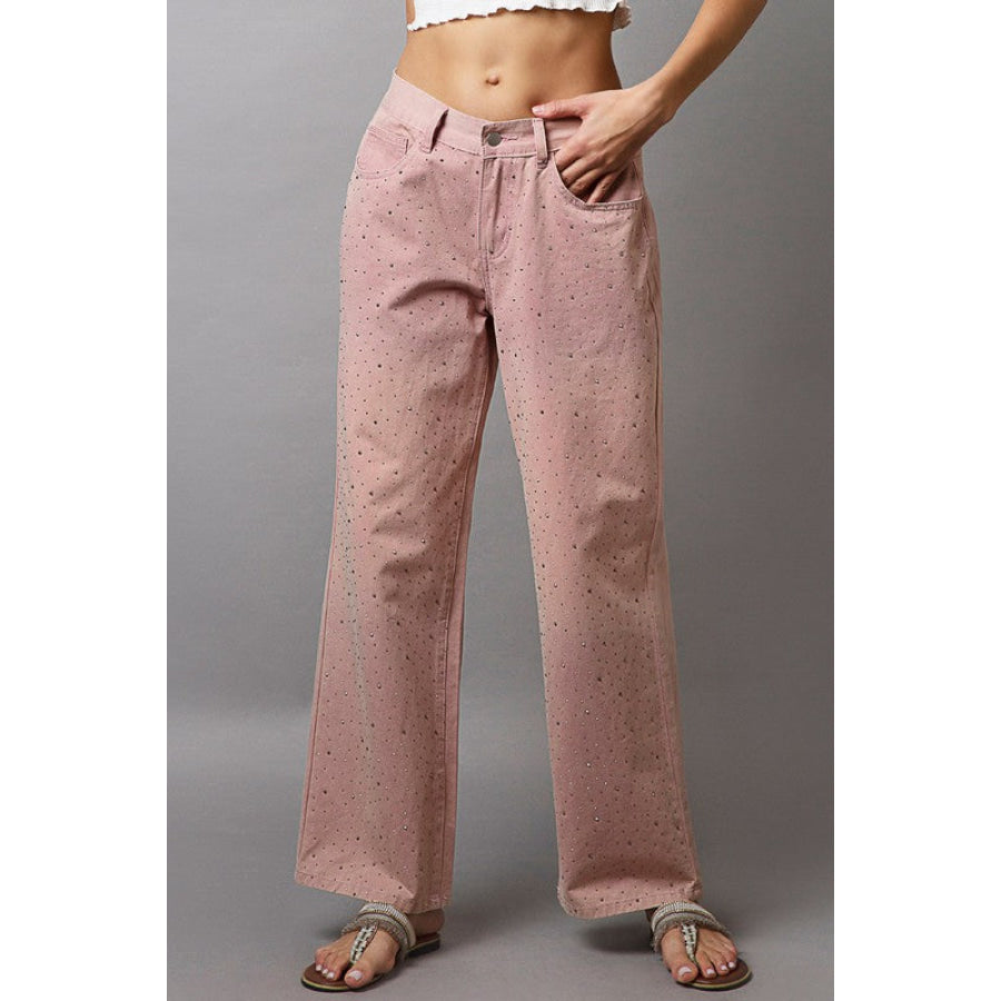 POL Embellishments Gradient Wide Leg Pants Dusty Pink / S Apparel and Accessories