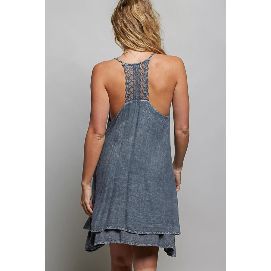 POL Embroidered Adjustable Strap Mini Dress Apparel and Accessories