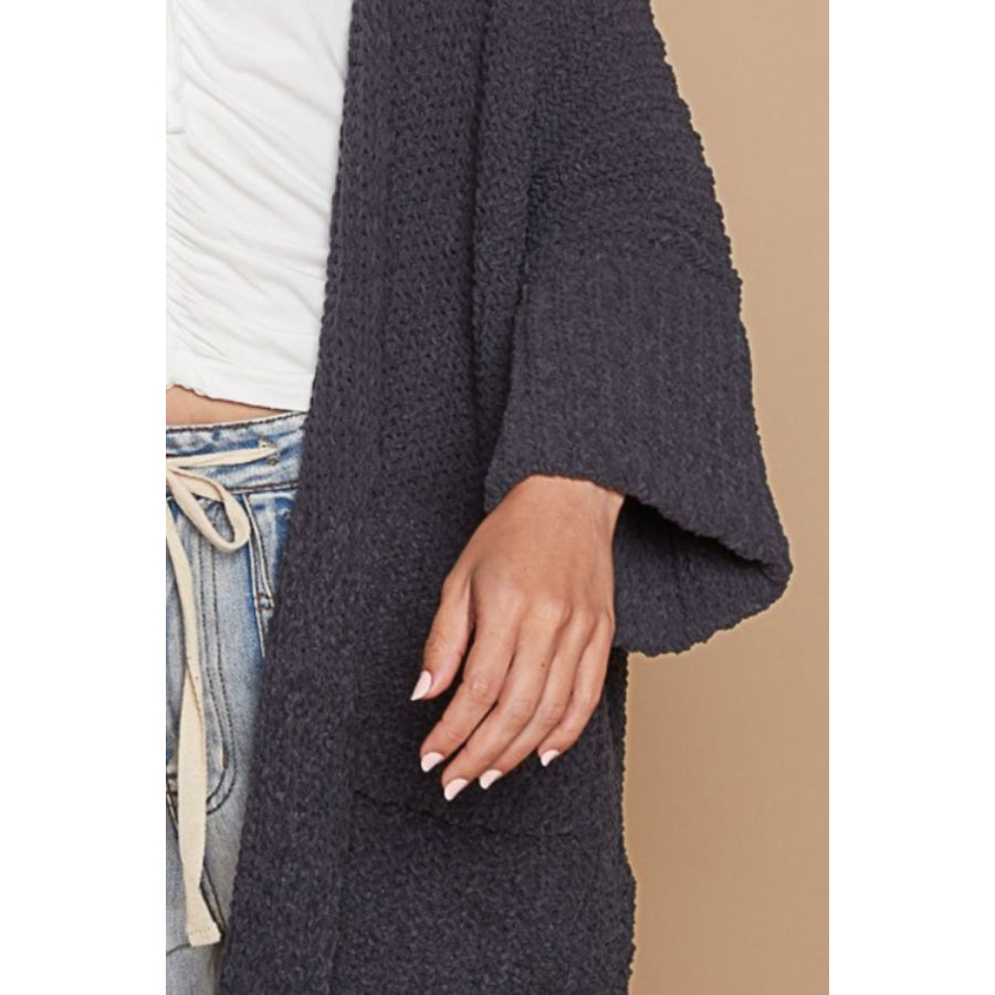 POL Open Front Sweater Cardigan with Pockets Apparel and Accessories