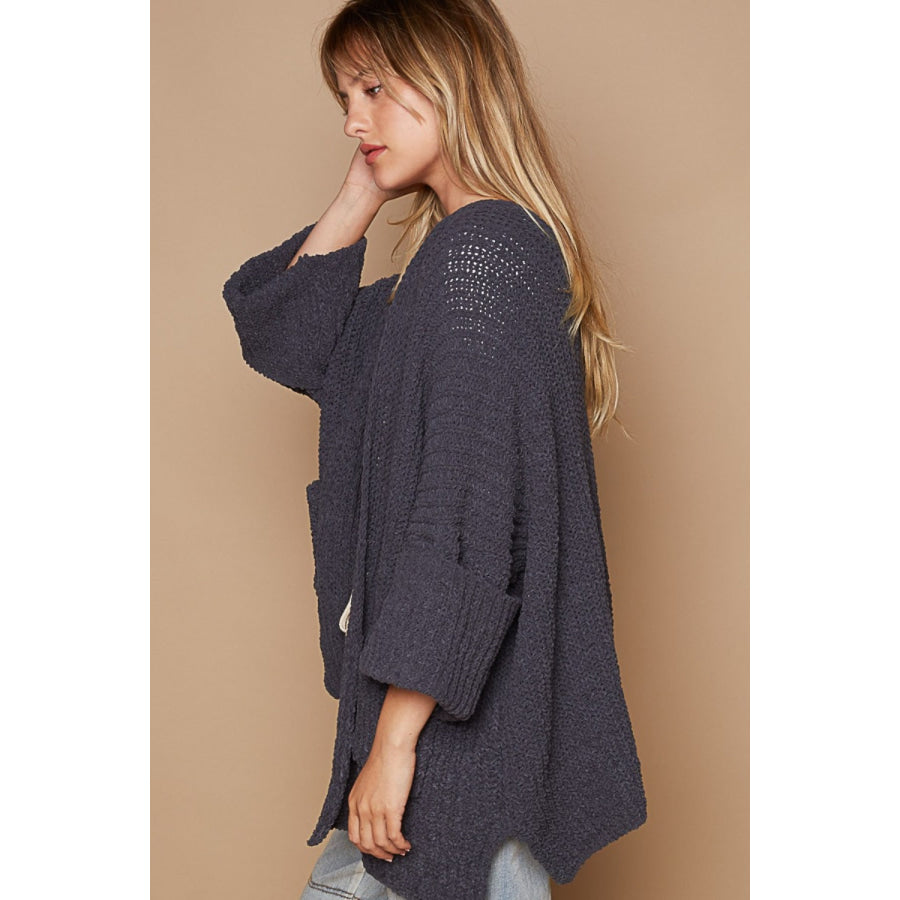 POL Open Front Sweater Cardigan with Pockets Apparel and Accessories