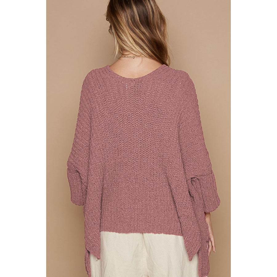 POL Open Front Sweater Cardigan with Pockets Mauve / S Apparel and Accessories