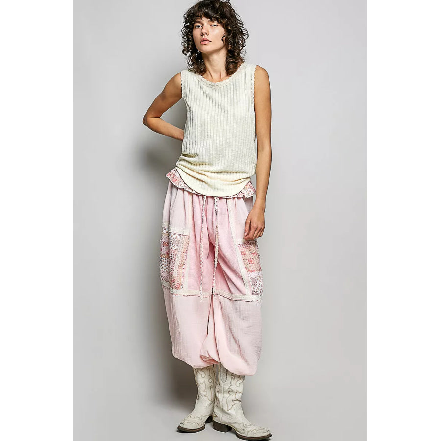 POL Ribbed Round Neck Tank with Lace Trim Apparel and Accessories