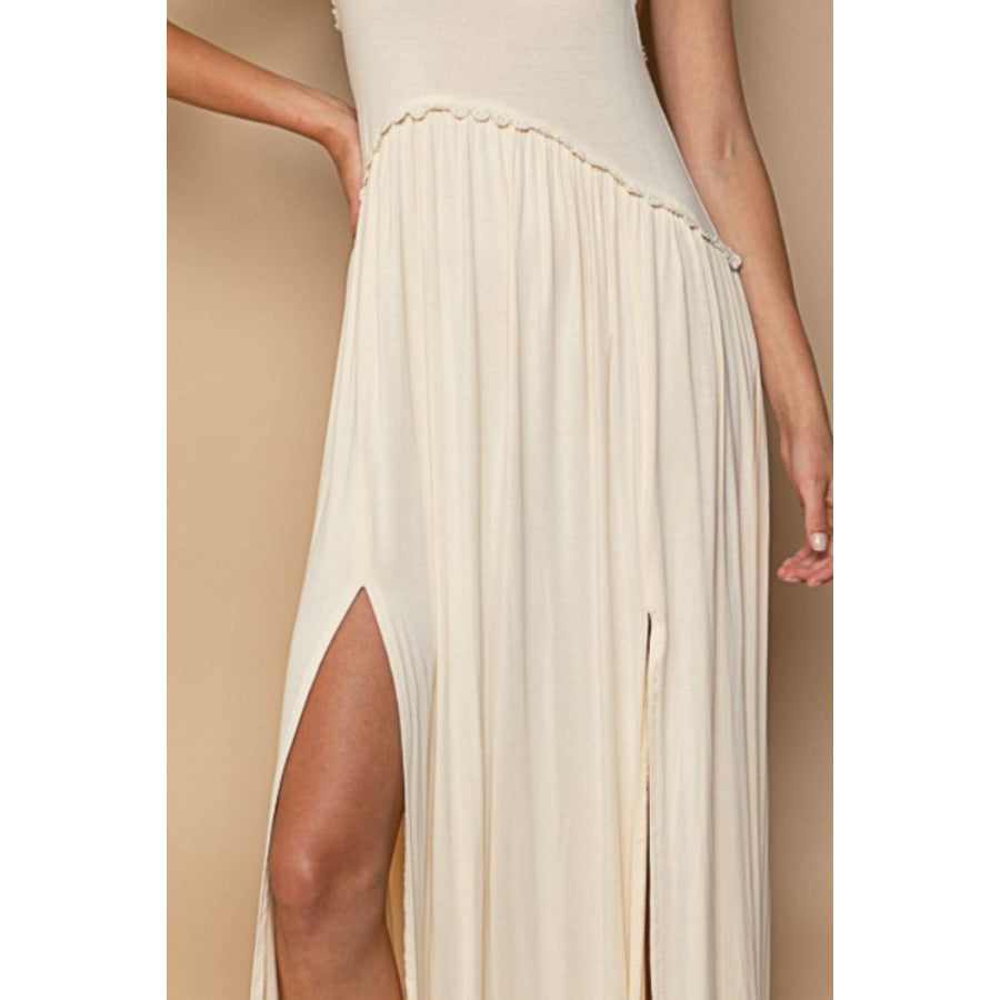 POL Sleeveless Back Zipper Front Slit Maxi Dress Apparel and Accessories