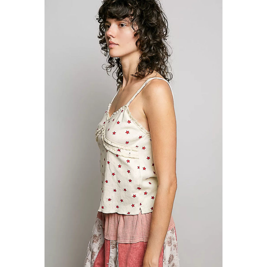 POL Star Printed Lightweight Ribbed Knit Cami Apparel and Accessories