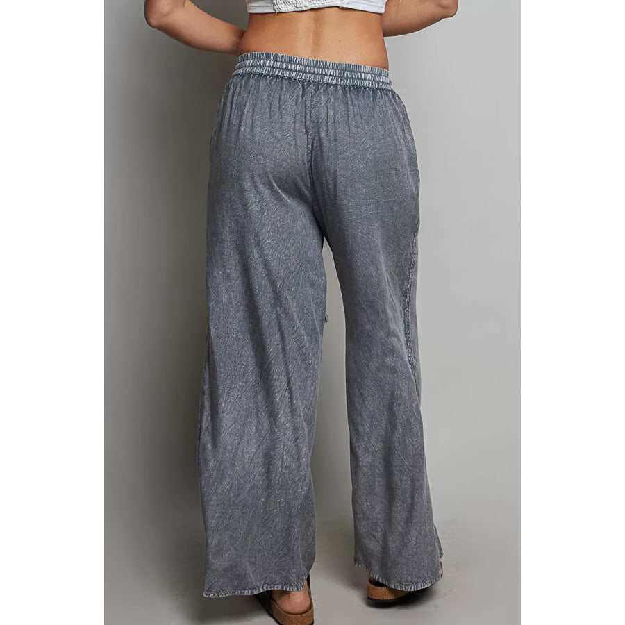 POL Tassel Drawstring Embroidered Wide Leg Woven Pants Apparel and Accessories