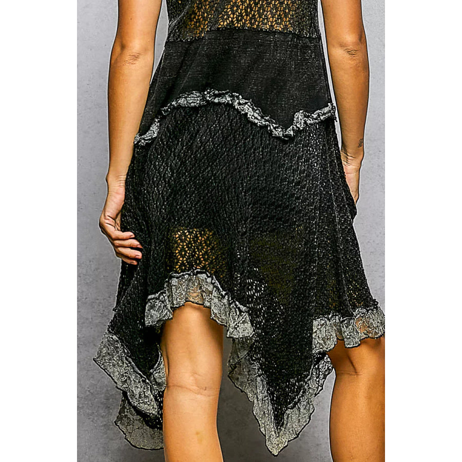 POL Texture Lace Ruffled Sleeveless Dress Apparel and Accessories