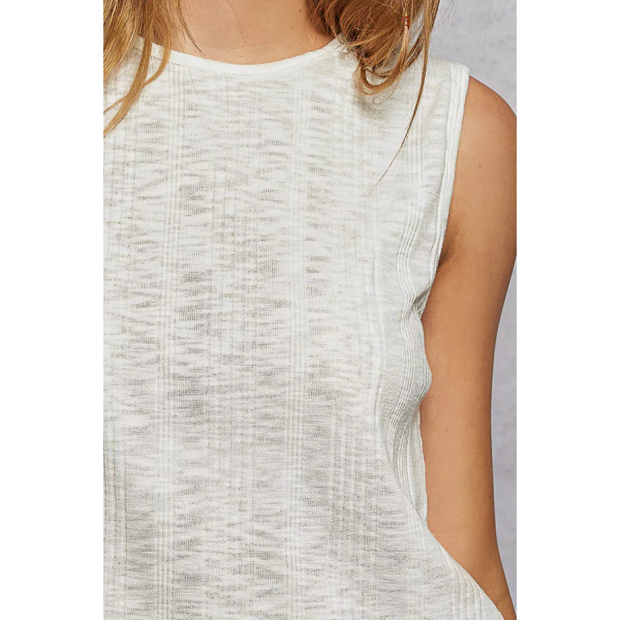 POL Textured Round Neck Cropped Tank Apparel and Accessories