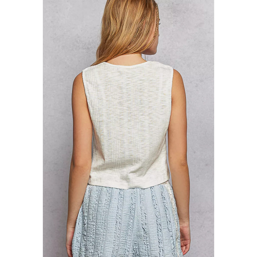 POL Textured Round Neck Cropped Tank Apparel and Accessories
