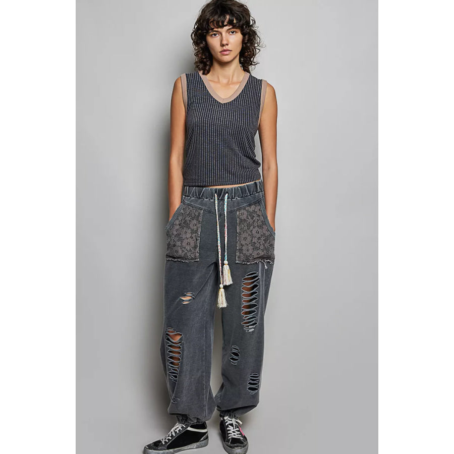POL V-Neck Contrast Ribbed Sleeveless Tank Apparel and Accessories
