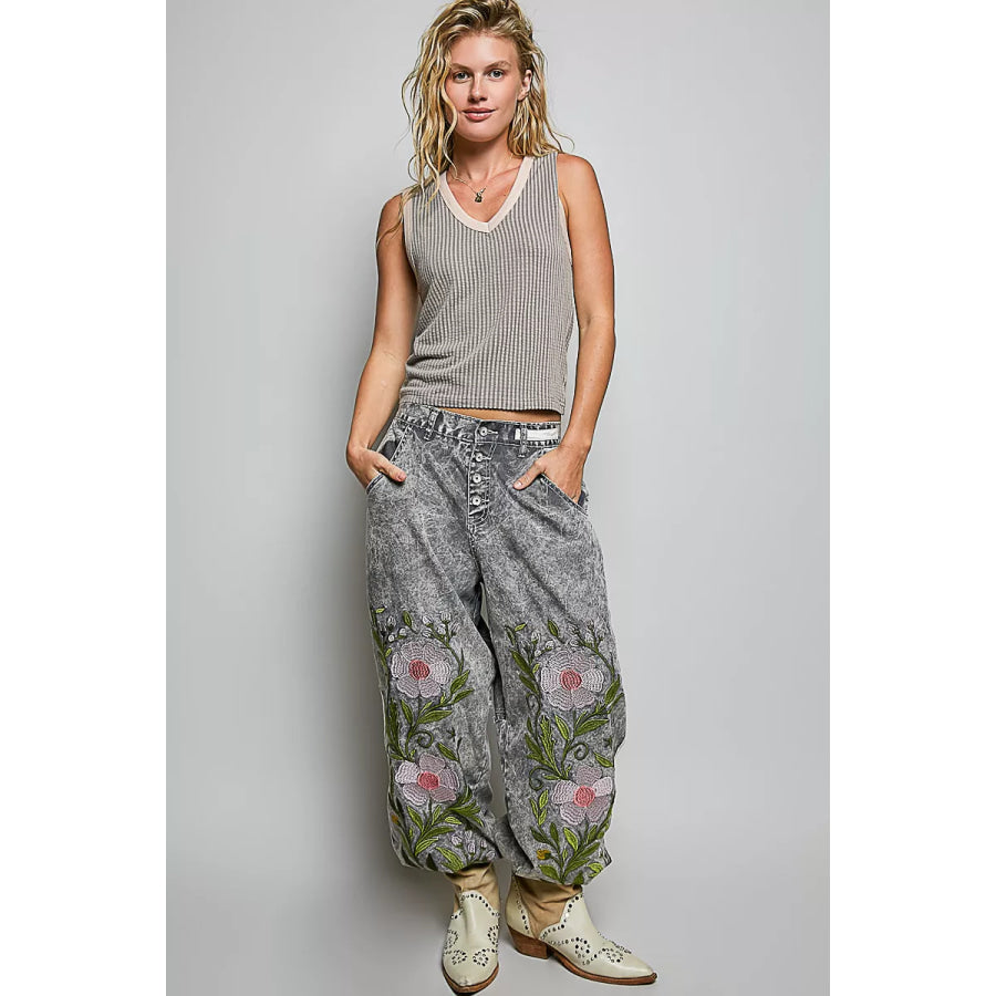 POL V-Neck Contrast Ribbed Sleeveless Tank Apparel and Accessories