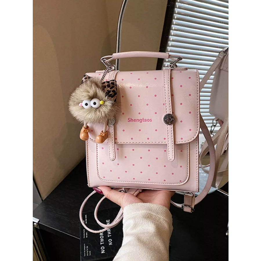 Polka Dot Backpack Bag Blush Pink / One Size Apparel and Accessories