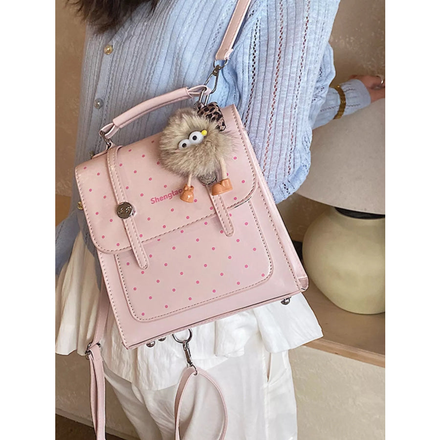 Polka Dot Backpack Bag Blush Pink / One Size Apparel and Accessories