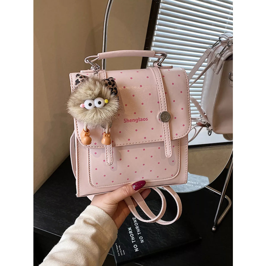 Polka Dot Backpack Bag Blush Pink / One Size Apparel and Accessories