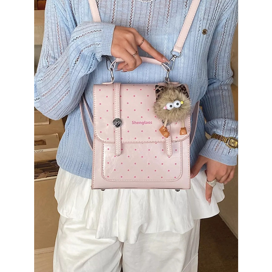 Polka Dot Backpack Bag Blush Pink / One Size Apparel and Accessories