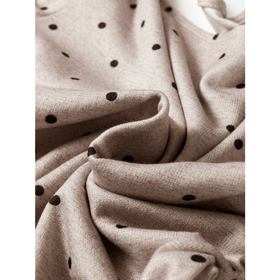 Polka Dot Boat Neck Knit Long Sleeve T Shirt Apparel and Accessories