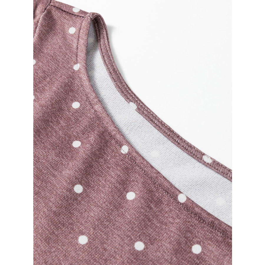 Polka Dot Boat Neck Knit Long Sleeve T Shirt Apparel and Accessories