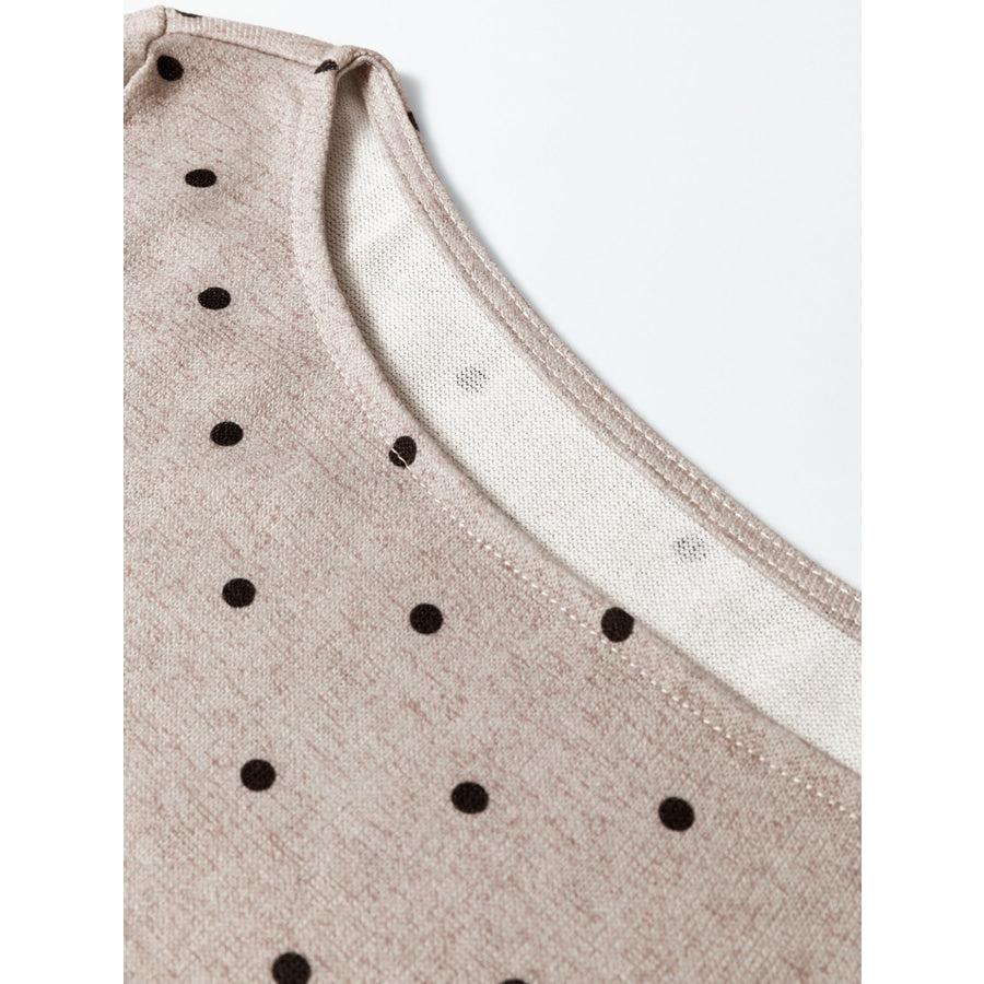 Polka Dot Boat Neck Knit Long Sleeve T Shirt Apparel and Accessories