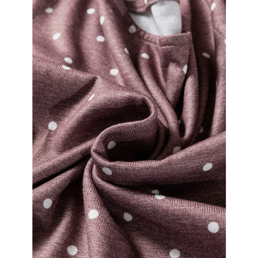 Polka Dot Boat Neck Knit Long Sleeve T Shirt Apparel and Accessories