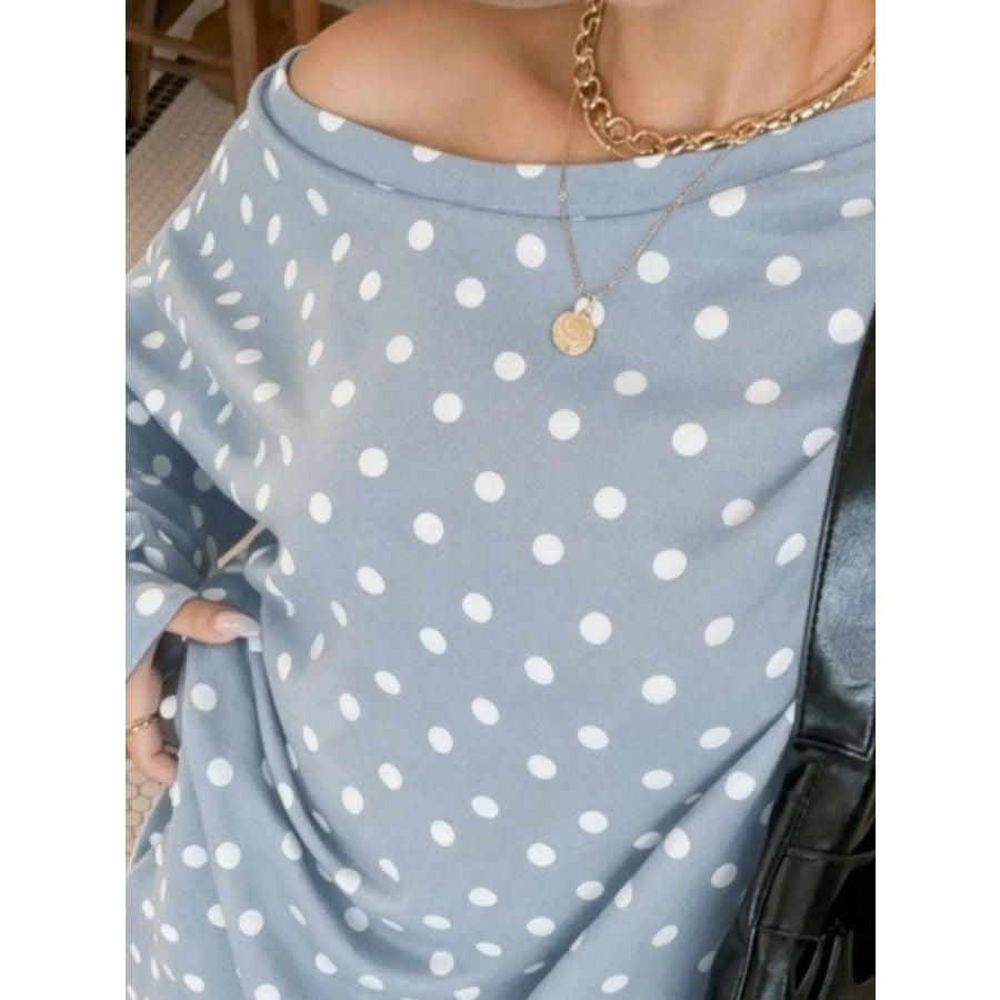 Polka Dot Boat Neck Top and Pants Set Apparel Accessories