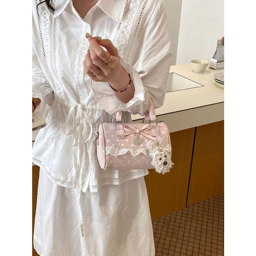 Polka Dot Bow Crossbody Bag Pink / One Size Apparel and Accessories