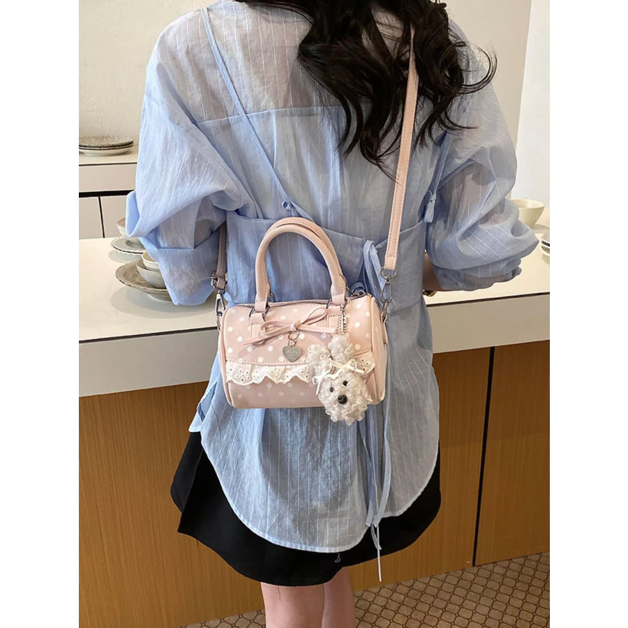 Polka Dot Bow Crossbody Bag Pink / One Size Apparel and Accessories