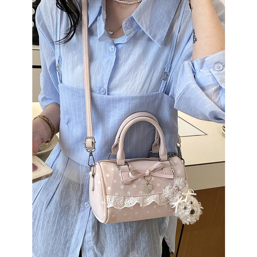 Polka Dot Bow Crossbody Bag Pink / One Size Apparel and Accessories