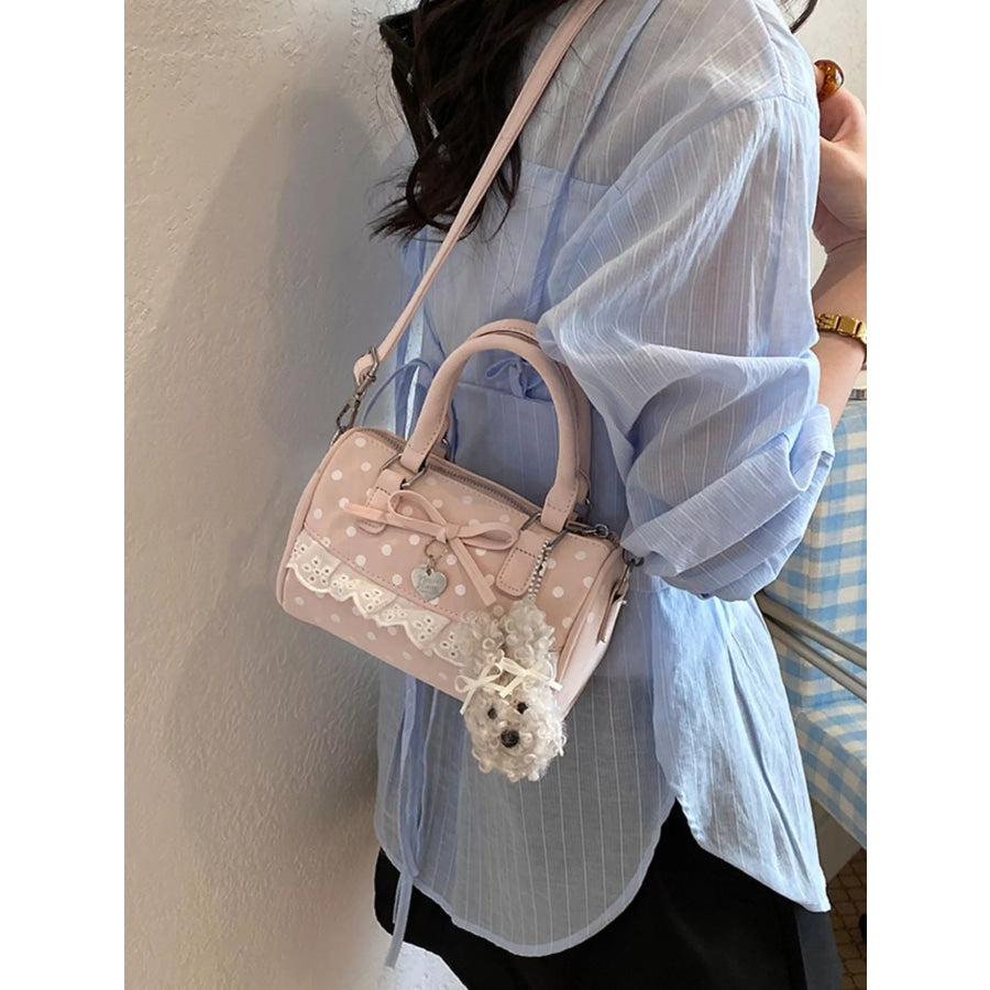 Polka Dot Bow Crossbody Bag Pink / One Size Apparel and Accessories