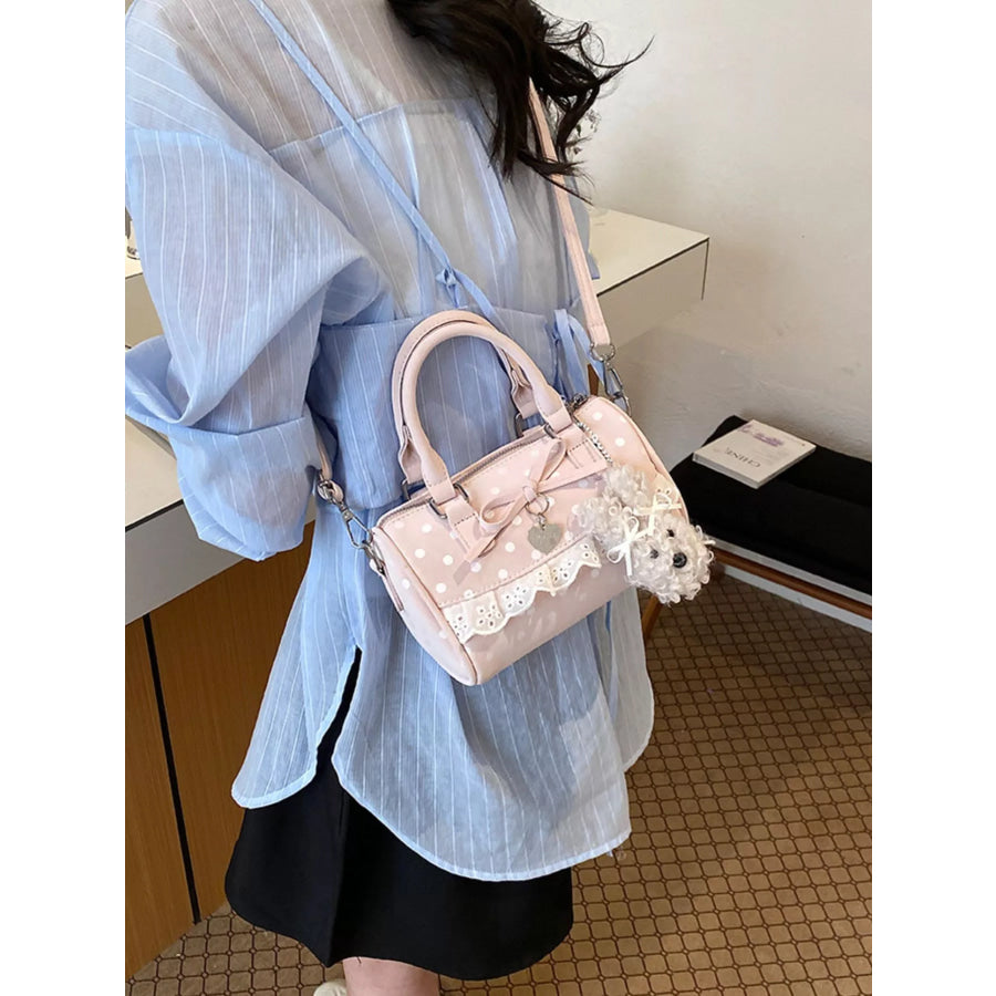 Polka Dot Bow Crossbody Bag Pink / One Size Apparel and Accessories