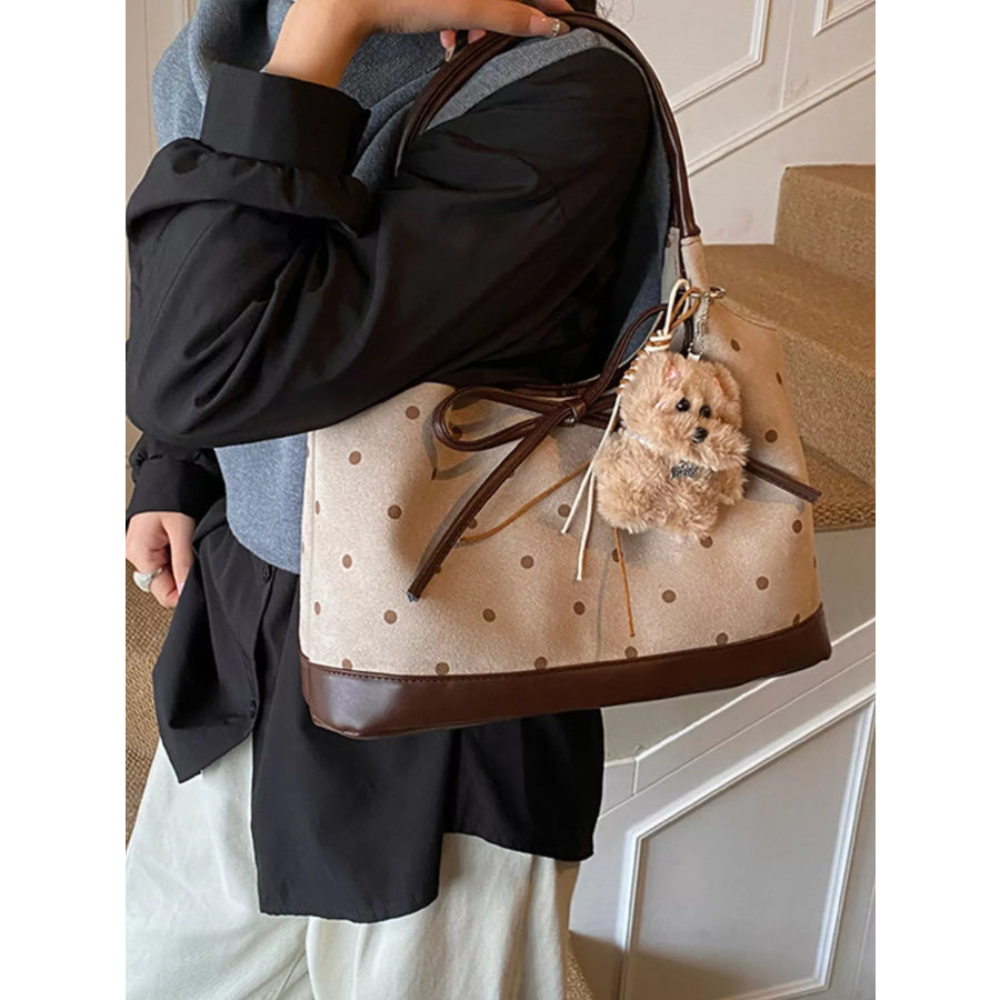 Polka Dot Bow Shoulder Bag Tan / One Size Apparel and Accessories