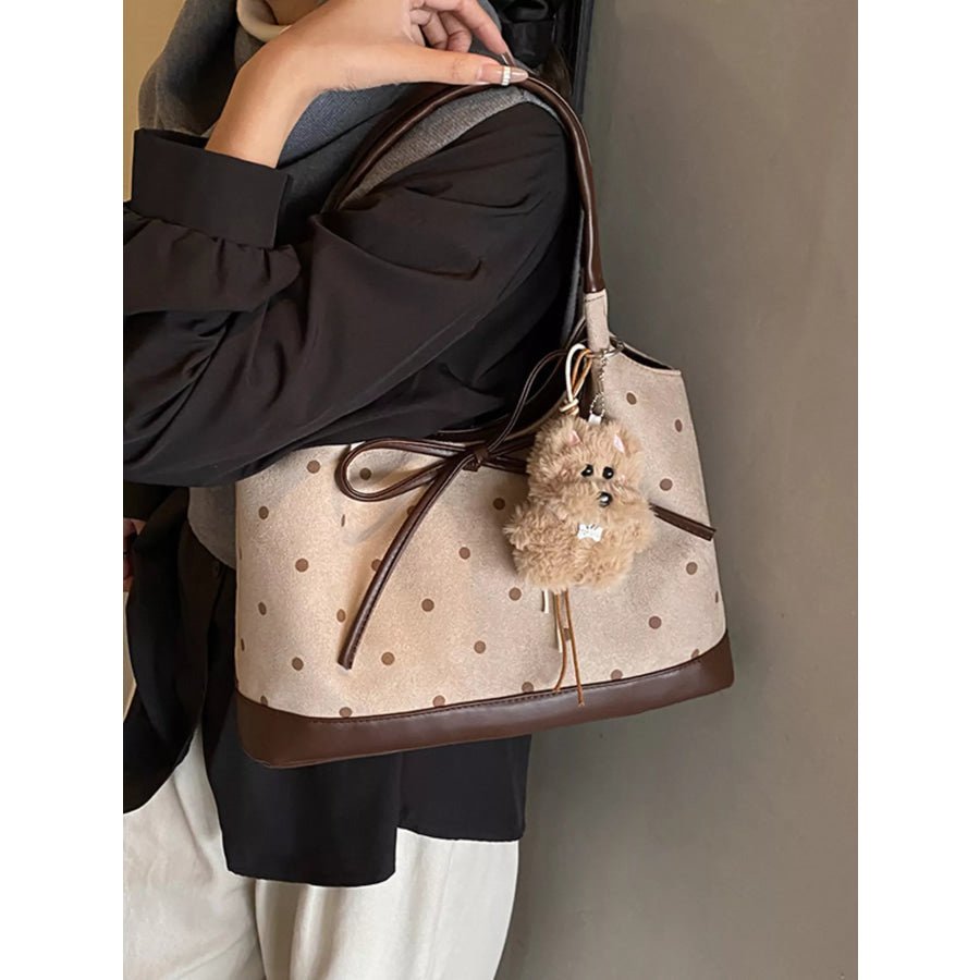 Polka Dot Bow Shoulder Bag Tan / One Size Apparel and Accessories