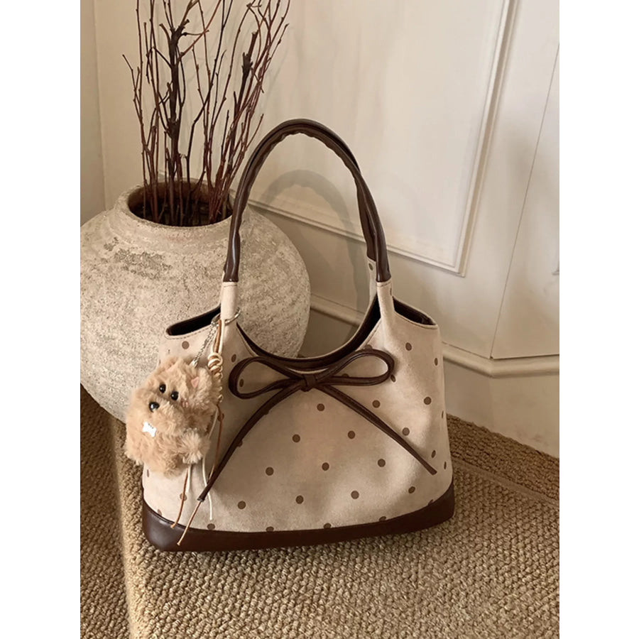 Polka Dot Bow Shoulder Bag Tan / One Size Apparel and Accessories
