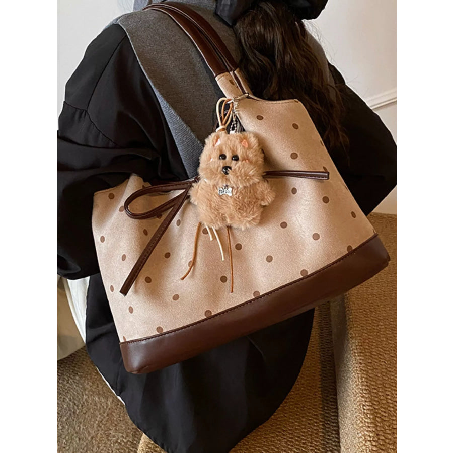 Polka Dot Bow Shoulder Bag Tan / One Size Apparel and Accessories