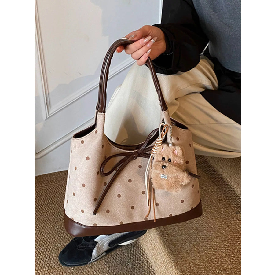 Polka Dot Bow Shoulder Bag Tan / One Size Apparel and Accessories